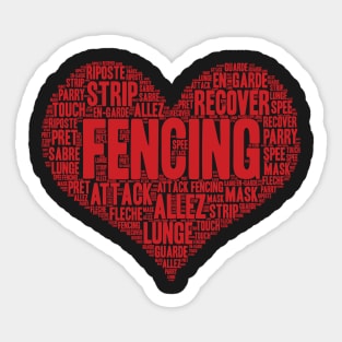 Fencing Heart Saber Epee Fence Gift graphic Sticker